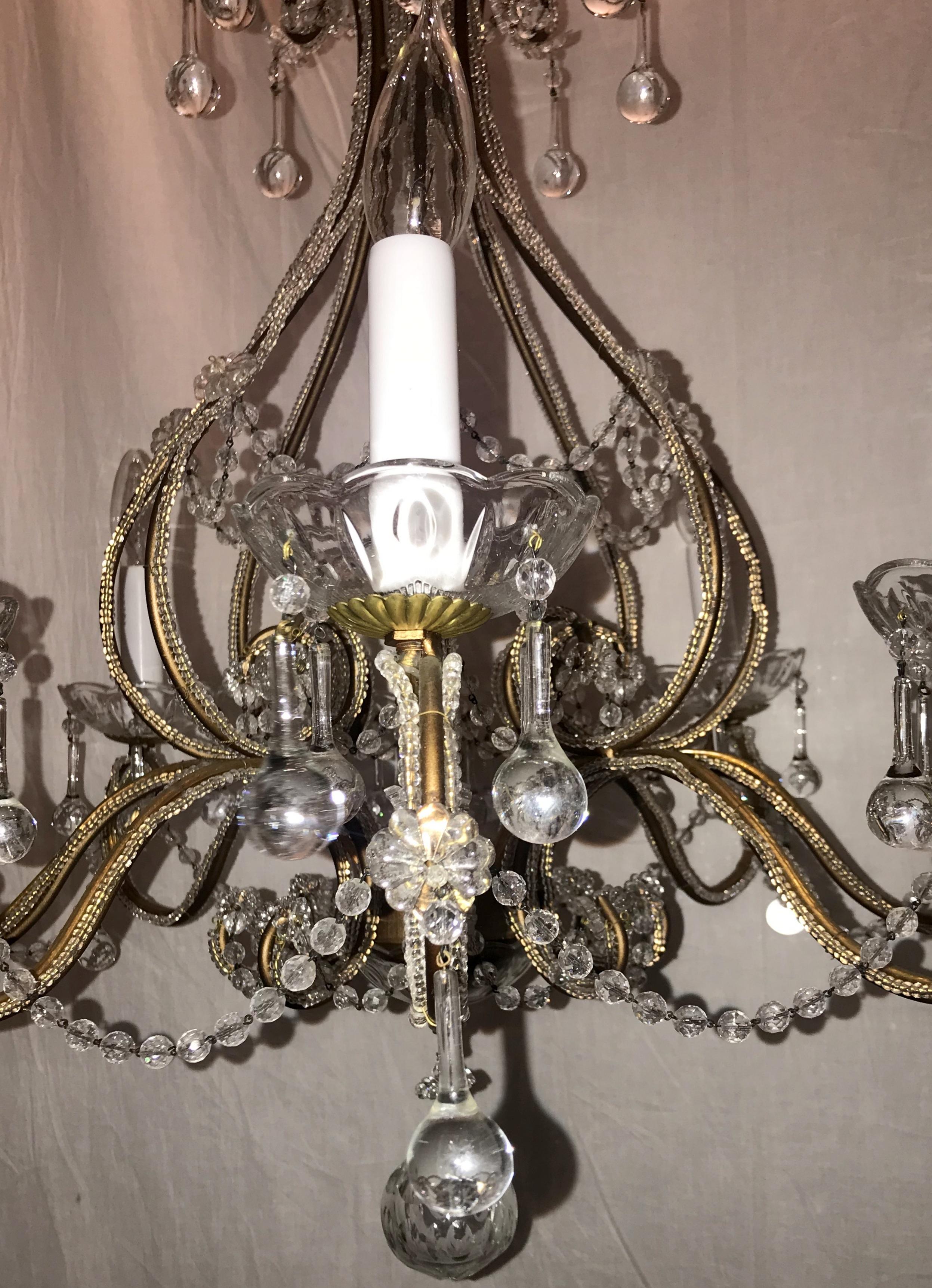 Wonderful Italian Venetian Vintage Beaded Crystal Chandelier Eight-Light Fixture 1