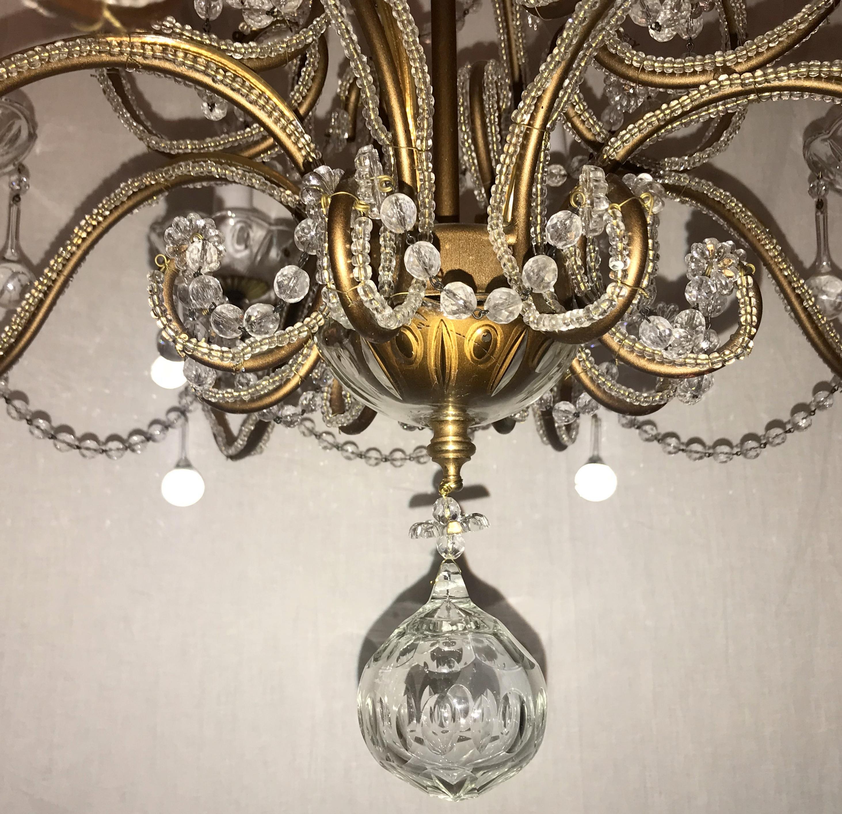 Wonderful Italian Venetian Vintage Beaded Crystal Chandelier Eight-Light Fixture 2