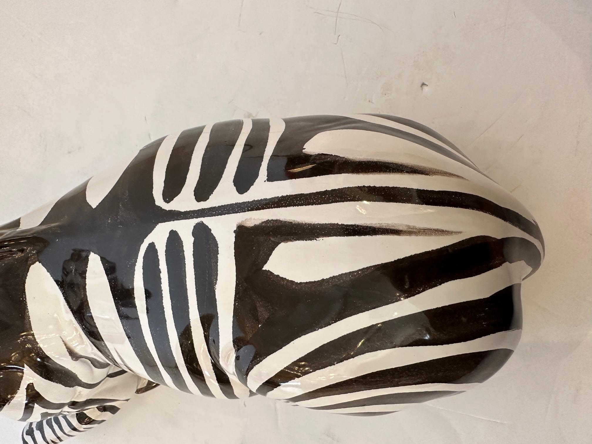 Wonderful Italian Vintage Glazed Ceramic Zebra Sculpture 1