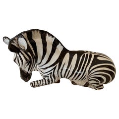 Wonderful Italian Vintage Glazed Ceramic Zebra Sculpture