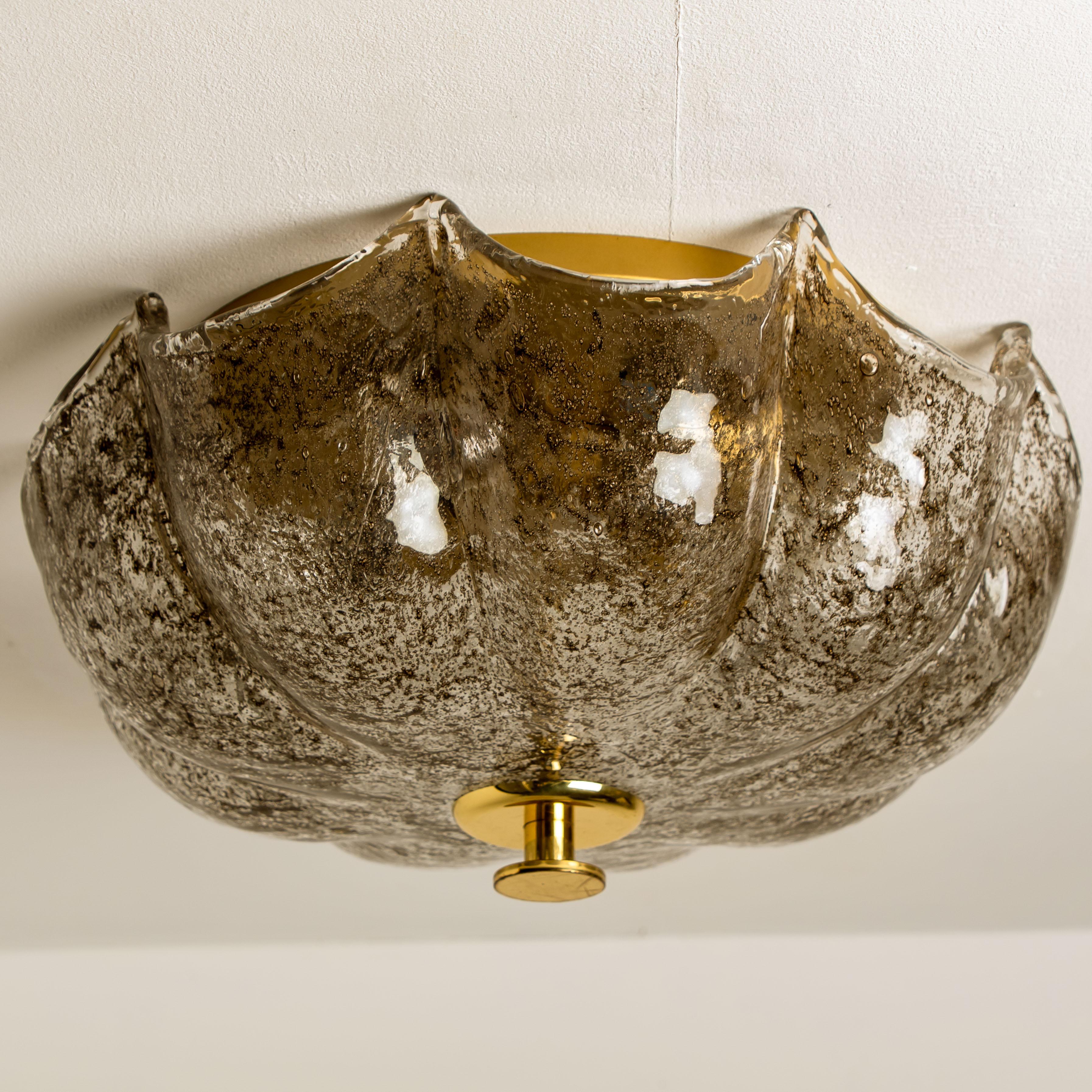 Mid-Century Modern Wonderful Kaiseer Brown and Clear Flush Mount, Germany, 1960