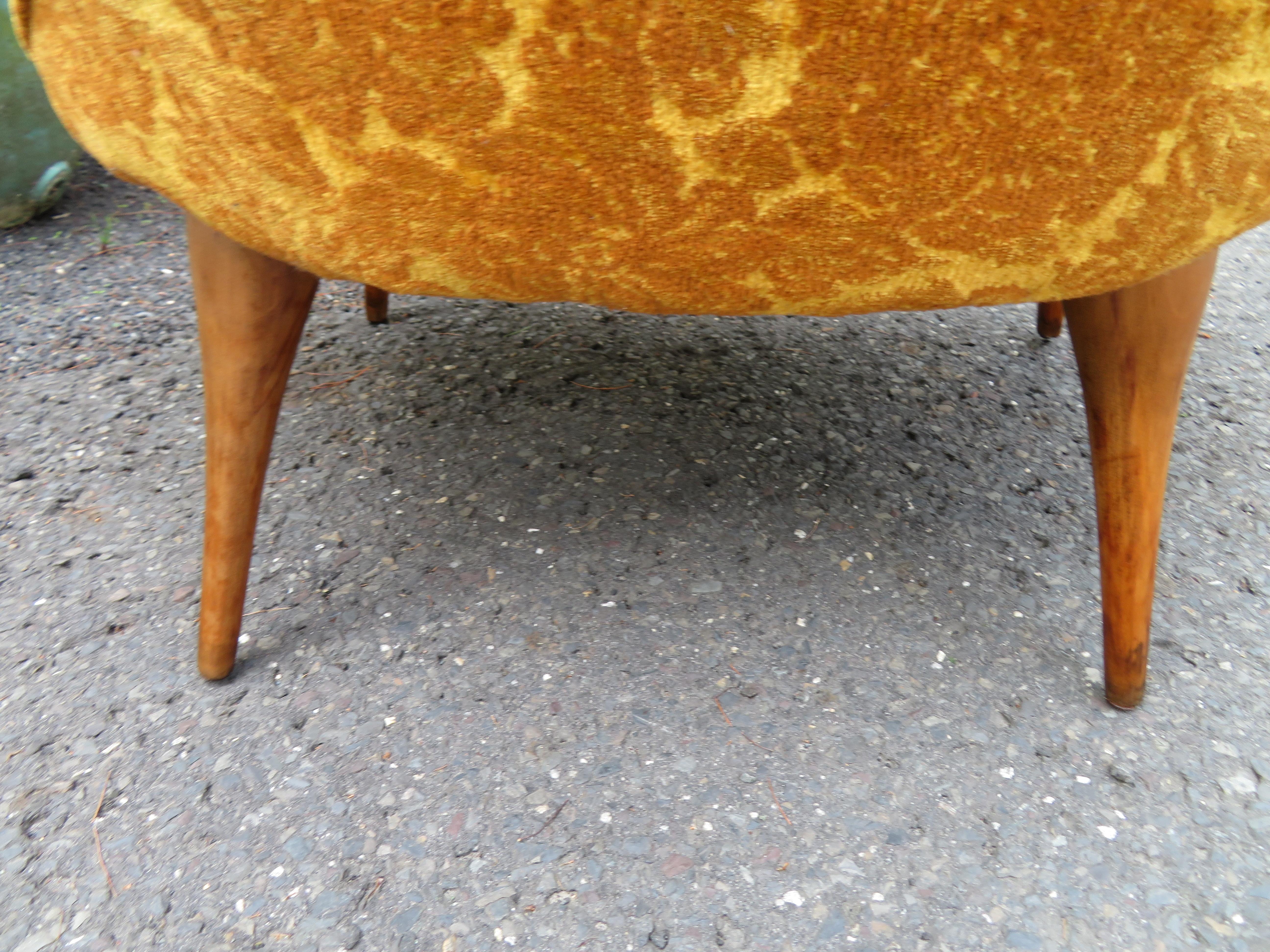 Upholstery Wonderful Karpen of California High Back Walnut Slipper Lounge Mid Century For Sale