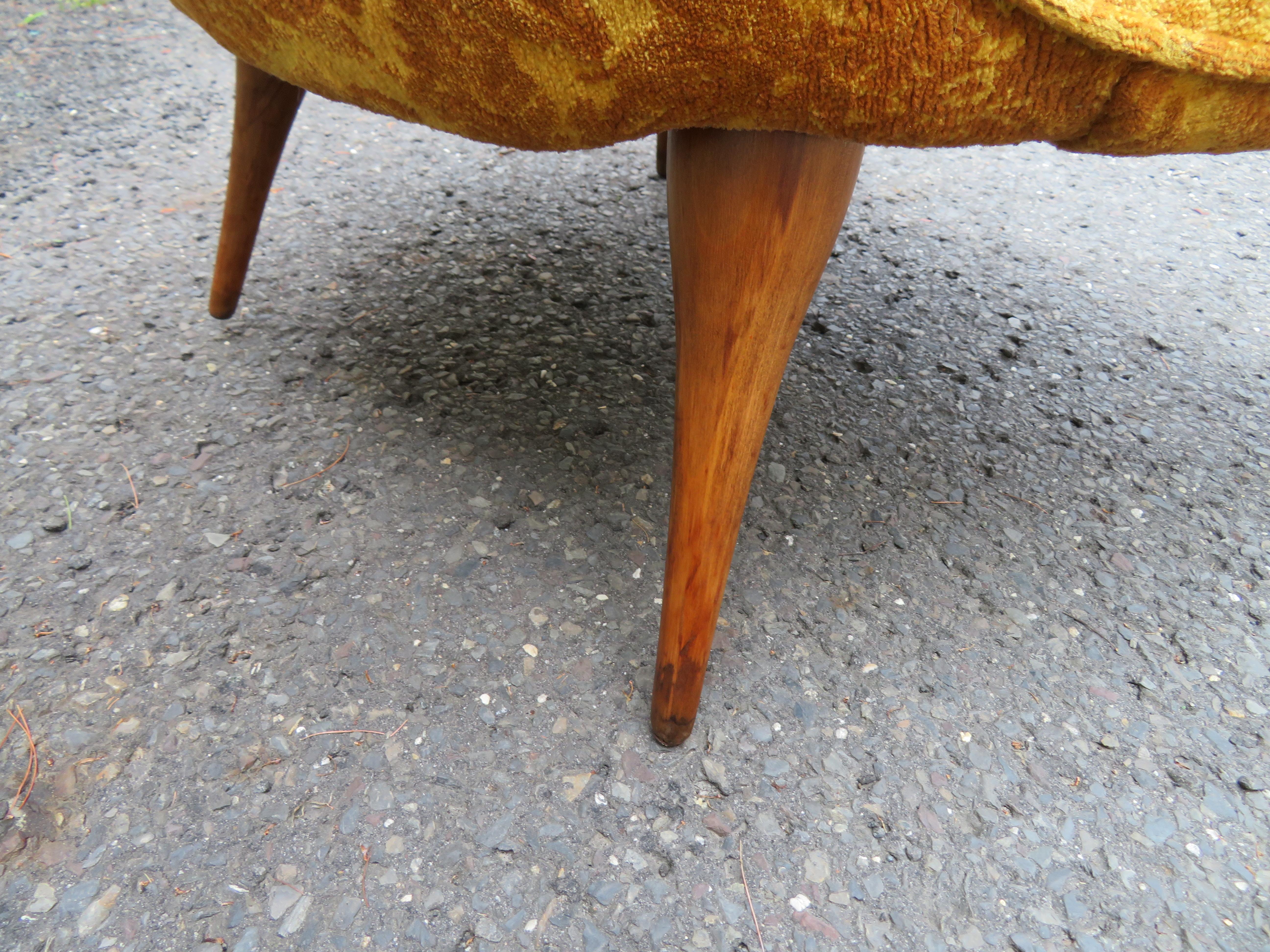 Wonderful Karpen of California High Back Walnut Slipper Lounge Mid Century For Sale 1