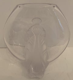 Wonderful Lalique France Art Glass Garance Fish Oval Crystal Vase Centerpiece