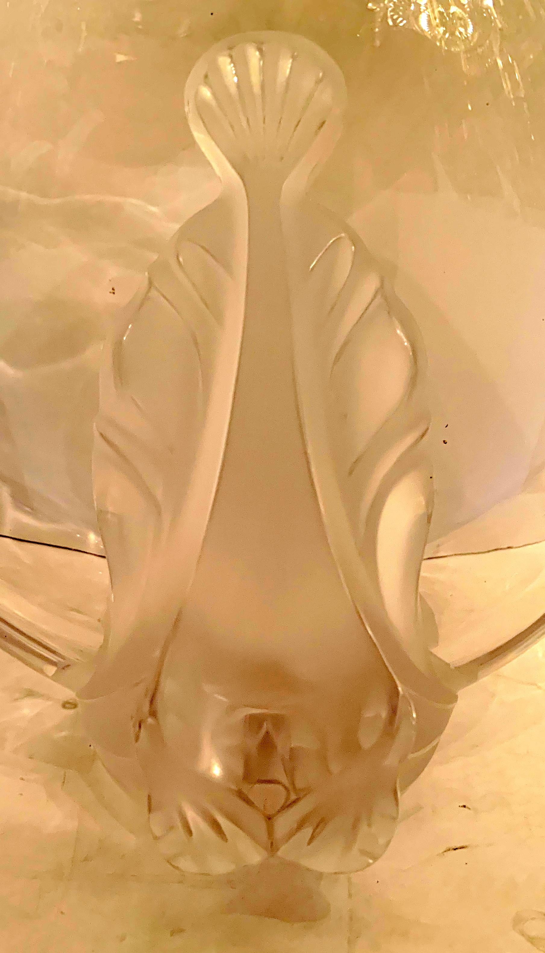 Mid-Century Modern Wonderful Lalique France Art Glass Garance Fish Oval Crystal Vase Centerpiece