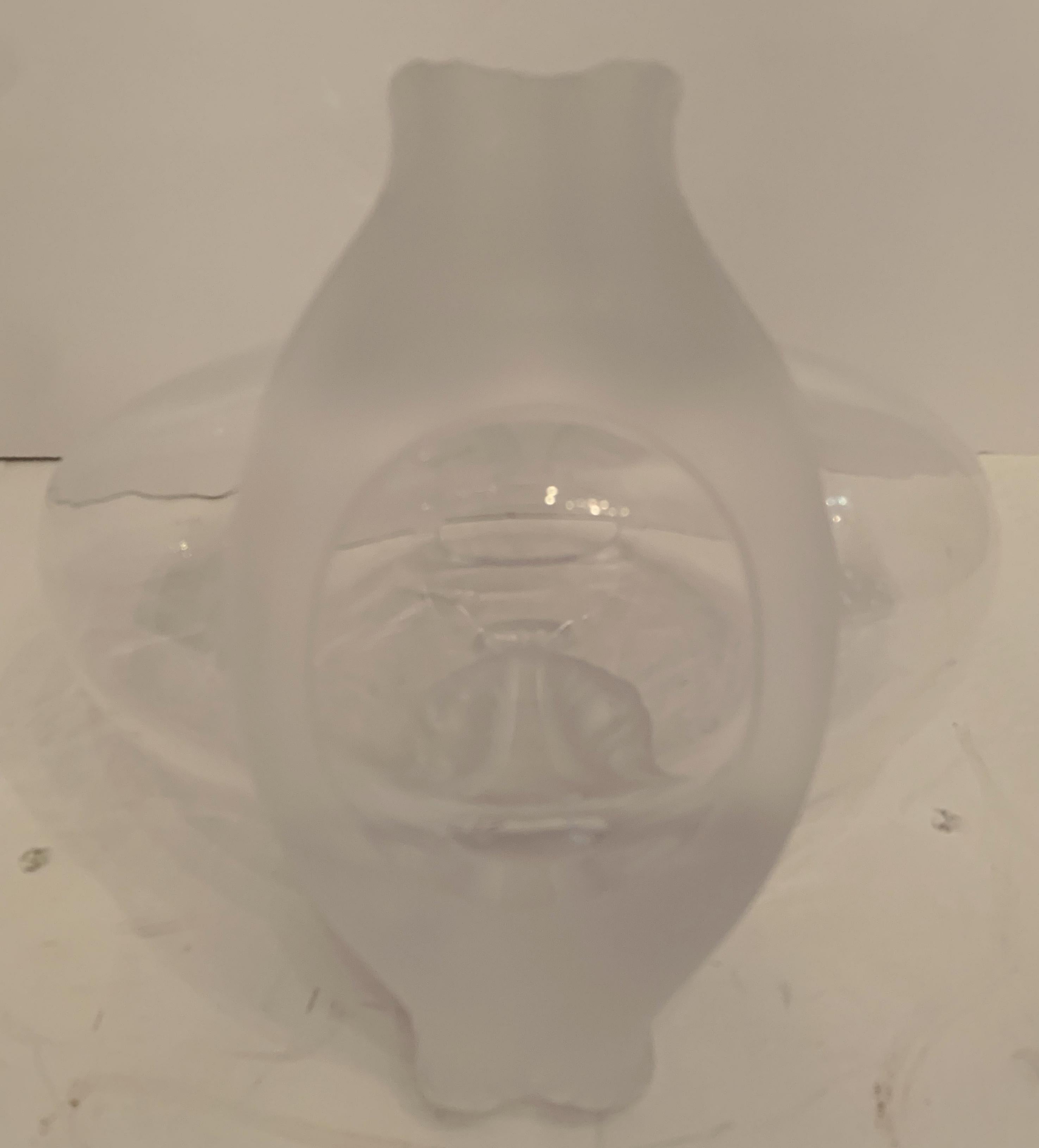 Wonderful Lalique France Art Glass Garance Fish Oval Crystal Vase Centerpiece For Sale 2