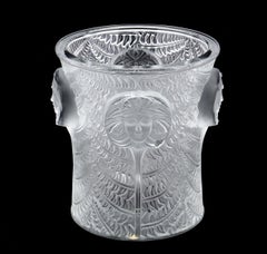 Wonderful NEW Lalique France Psyche Crystal Champagne Cooler Large Vase Masks