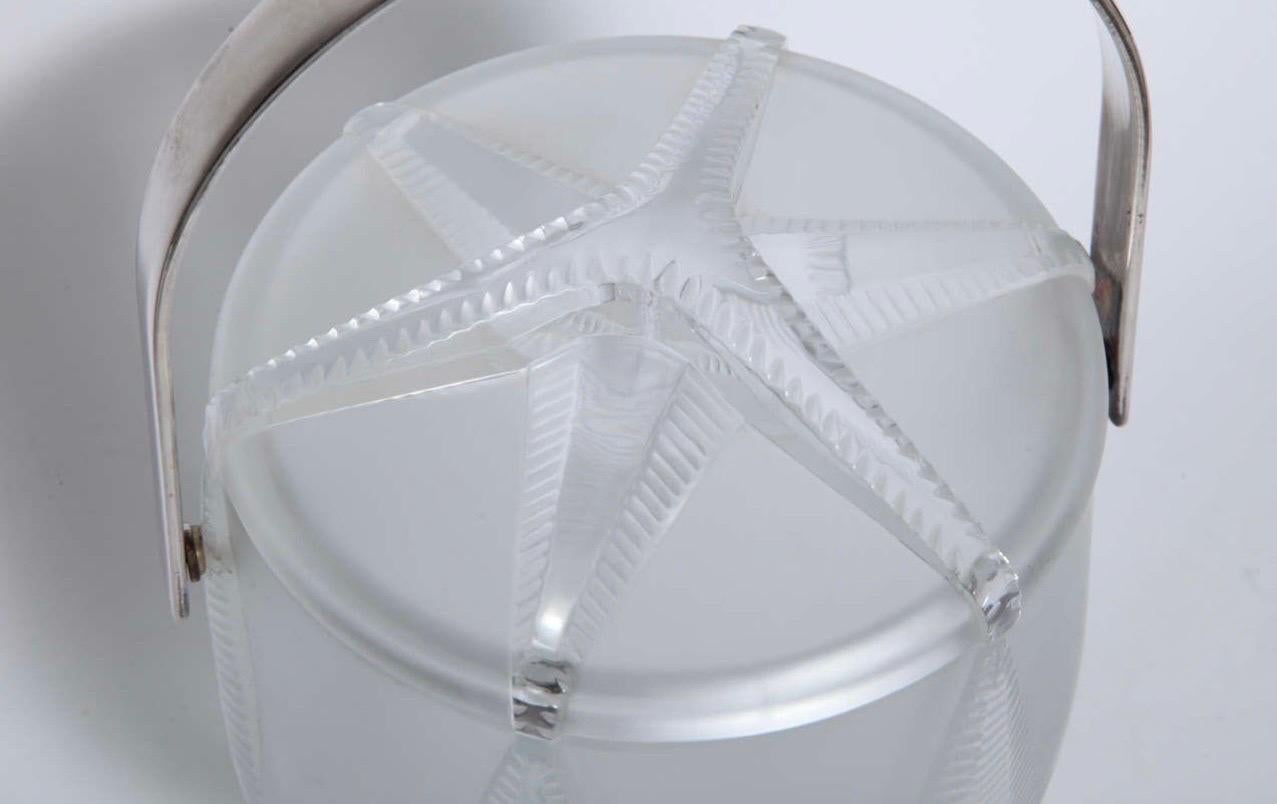 French Wonderful Lalique France Starfish Ice Bucket Champagne Wine Cooler Elegant Glass For Sale