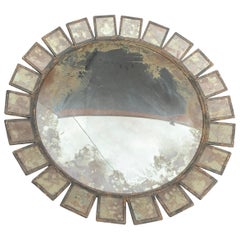 Wonderful Large 47" Round Antique Convex Industrial Rustic Modern Panel Mirror  