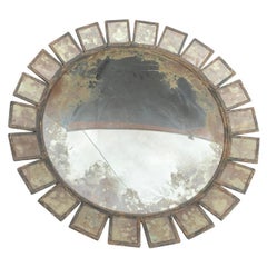 Wonderful Large 47" Round Antique Convex Industrial Rustic Modern Panel Mirror