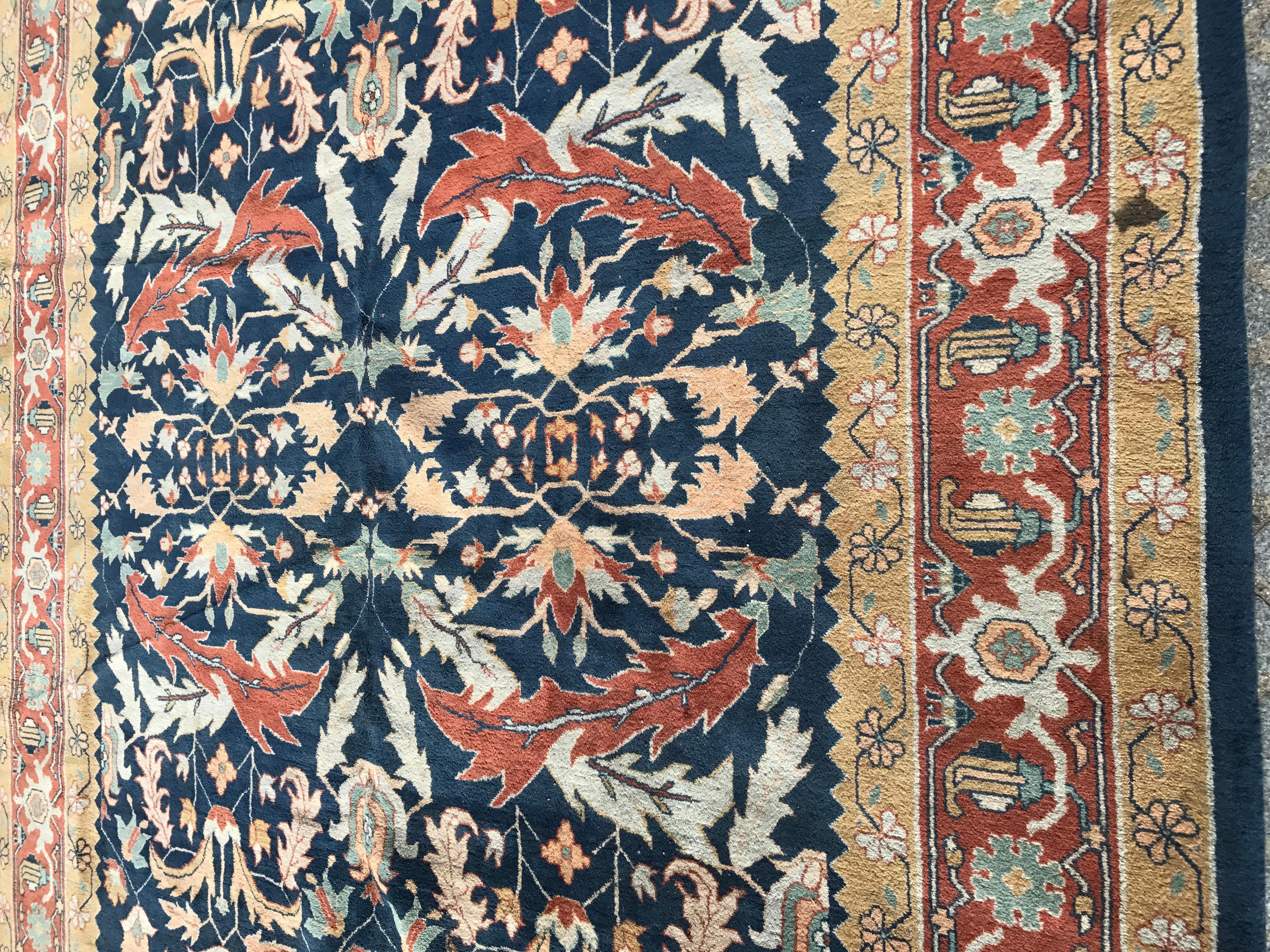 Bobyrug's Wunderschöner großer und feiner Mahal Style Teppich (Baumwolle) im Angebot