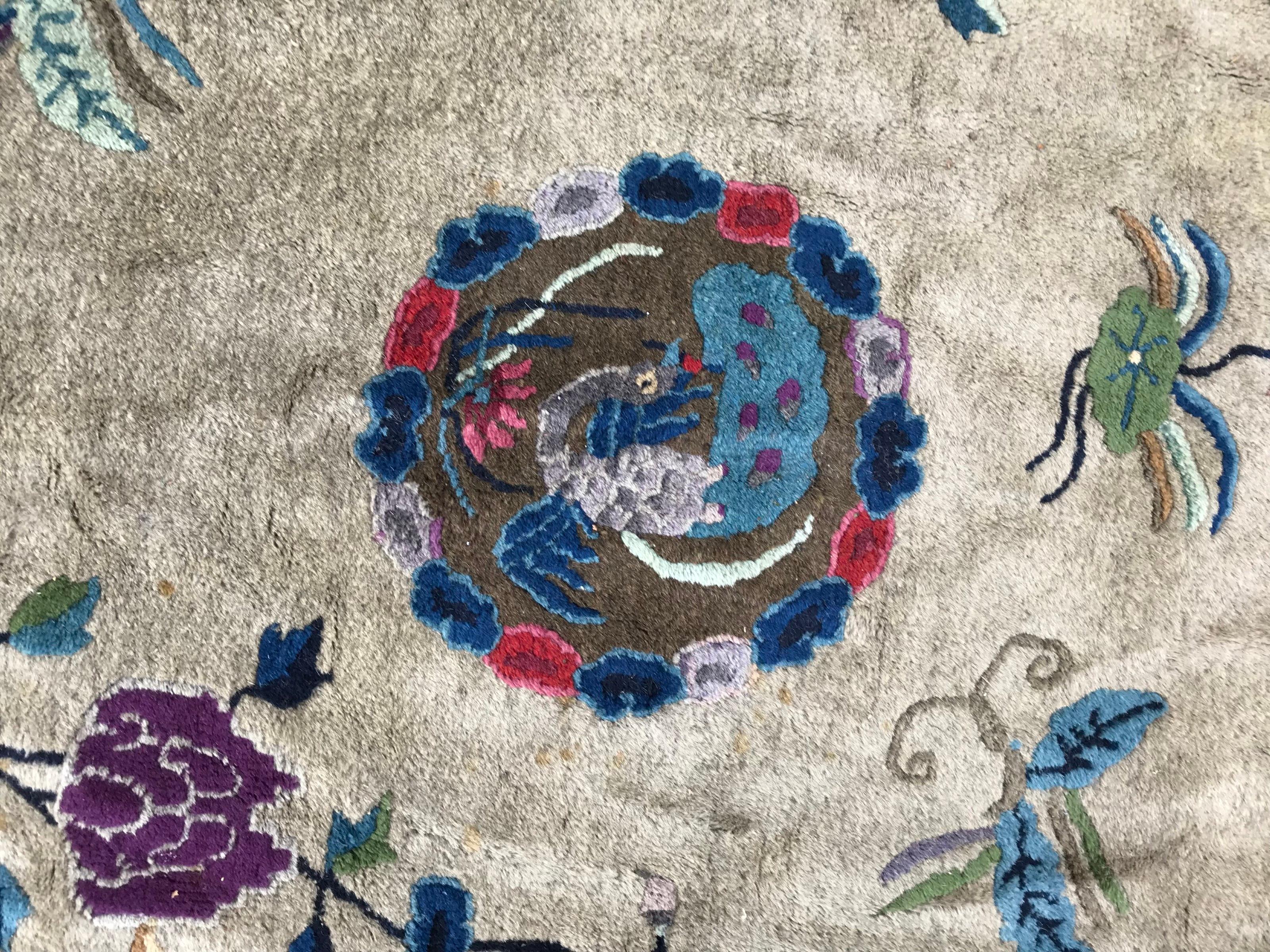 Chinoiserie Bobyrug’s Wonderful Large Antique Chinese Dragon Rug For Sale