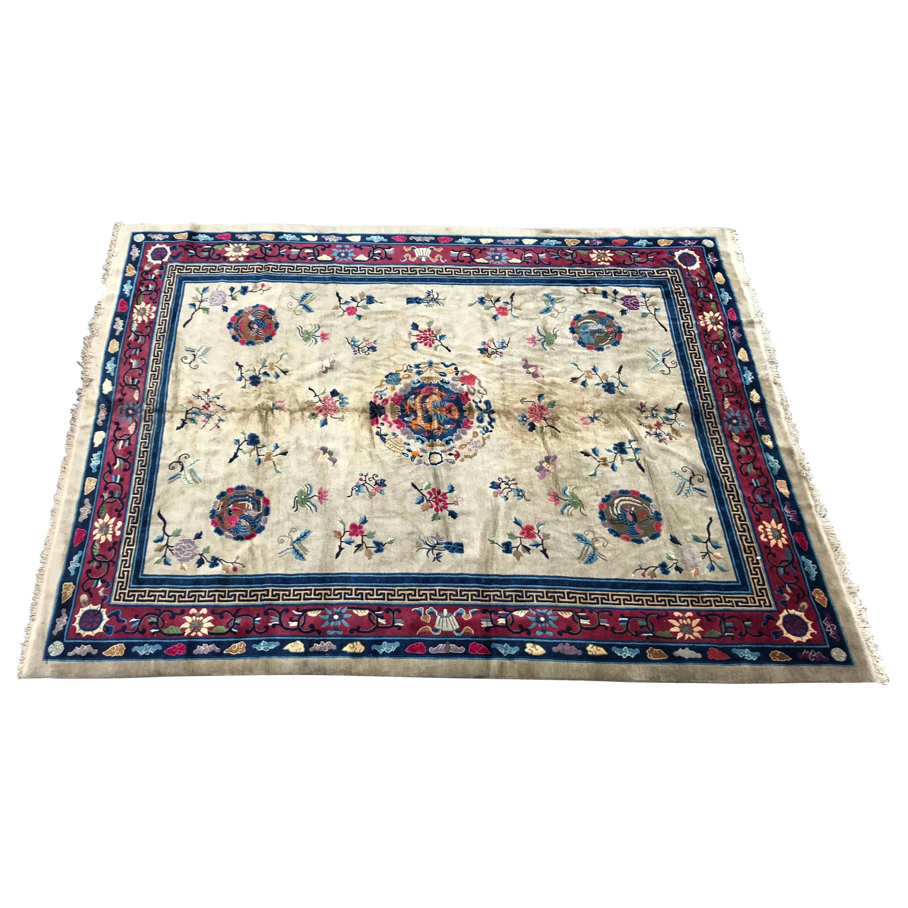 Bobyrug's Wonderful Large Antique Chinese Dragon Rug (Merveilleux grand tapis chinois ancien)