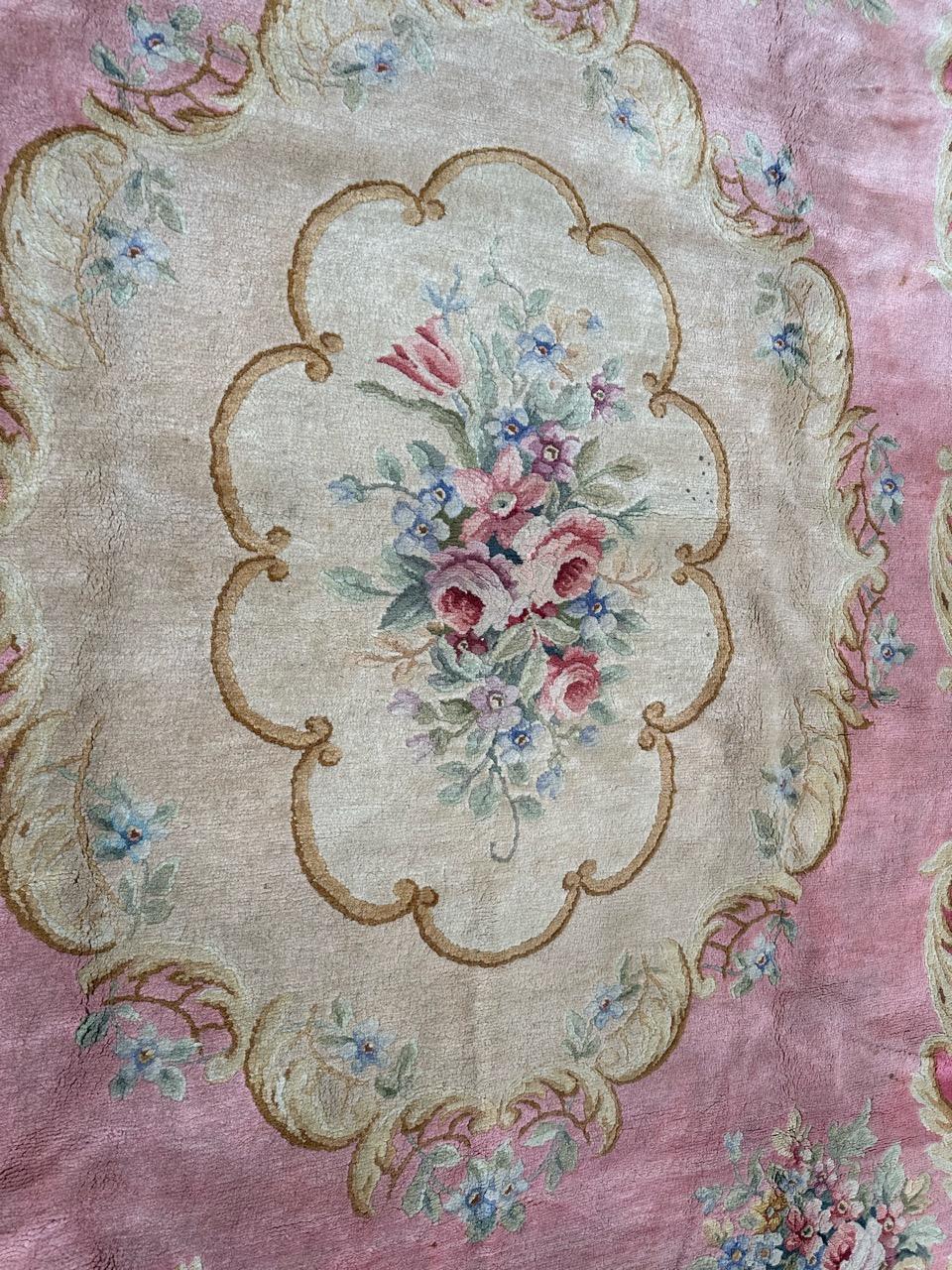 Hand-Knotted Bobyrug’s Wonderful large antique fine french savonnerie rug For Sale