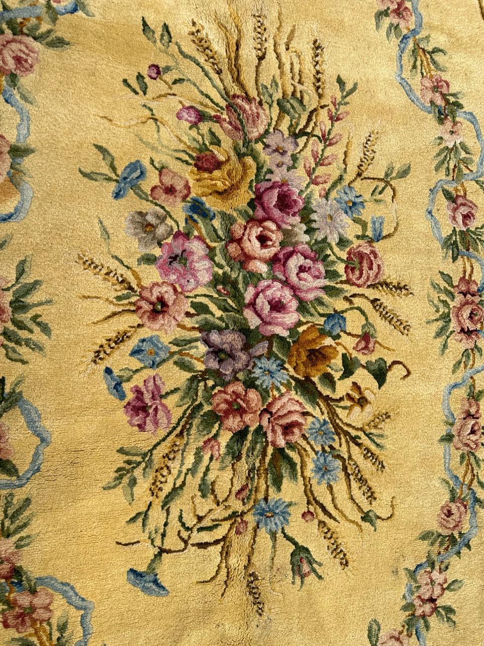 Noué à la main Bobyrug's Wonderful large antique fine french savonnerie rug rug en vente