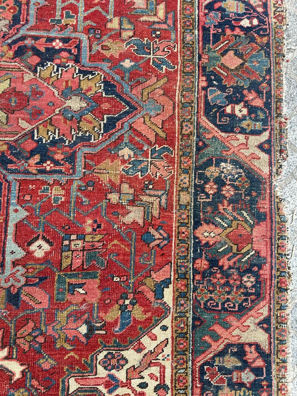 Wonderful large antique Heriz rug For Sale 4