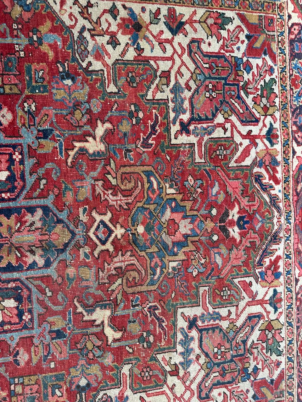 Wonderful large antique Heriz rug For Sale 6