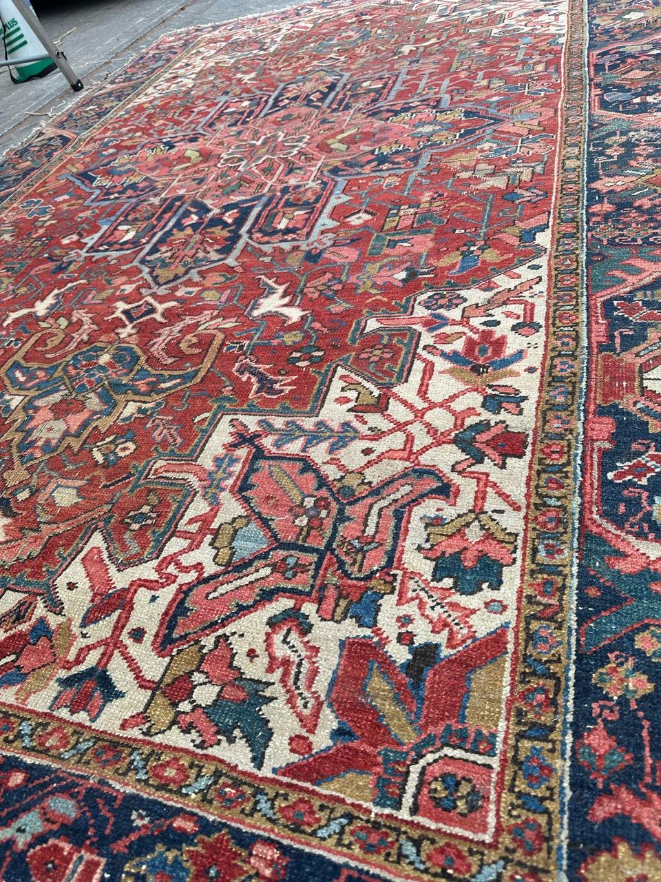 19th Century Wonderful large antique Heriz rug For Sale