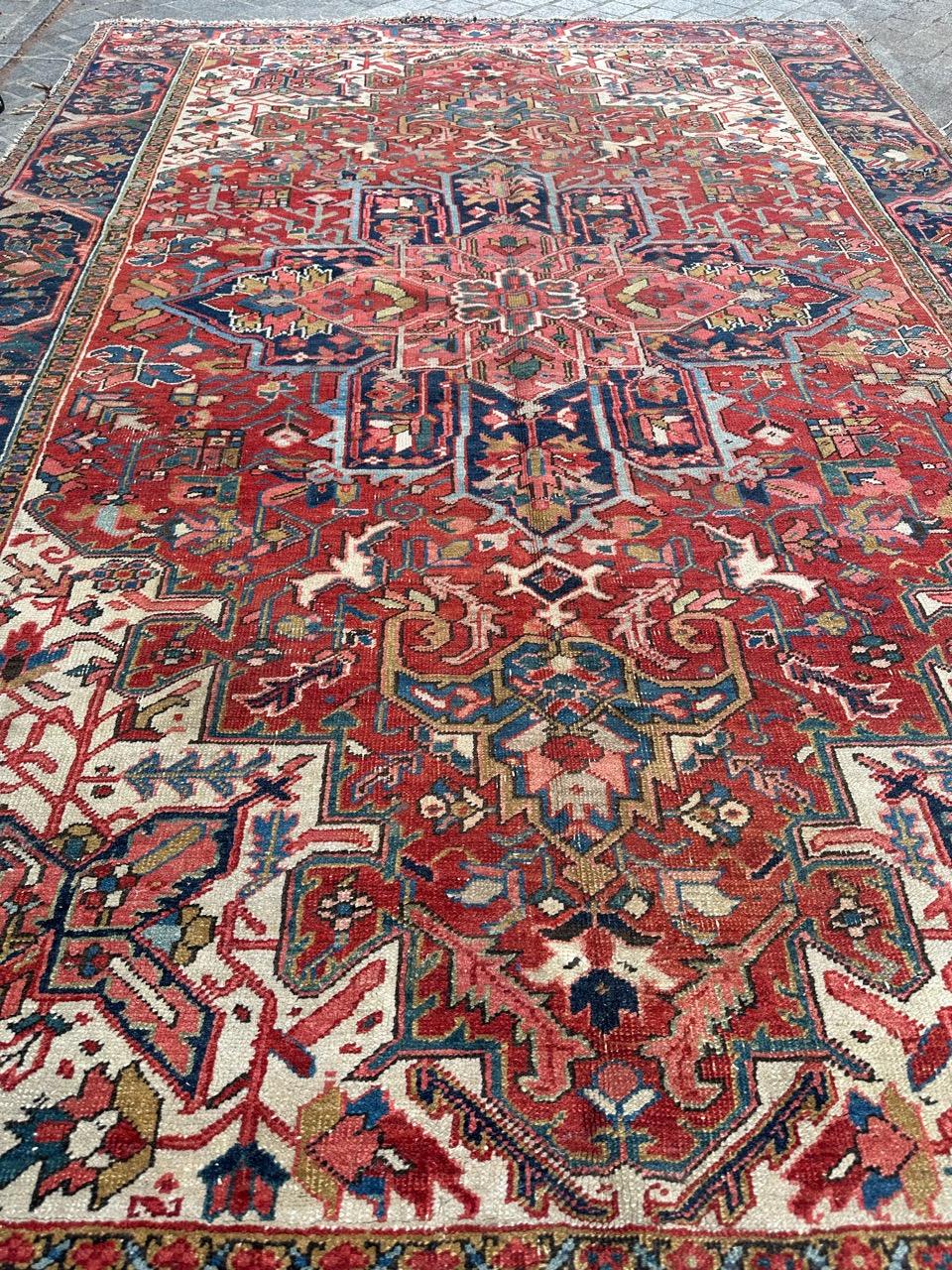 Wool Wonderful large antique Heriz rug For Sale