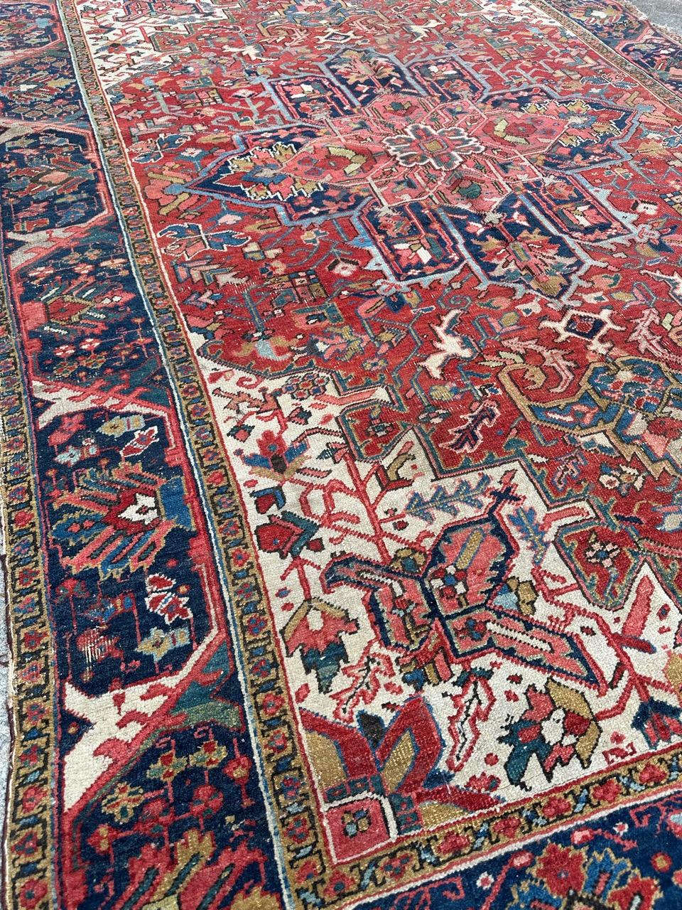 Wonderful large antique Heriz rug For Sale 1