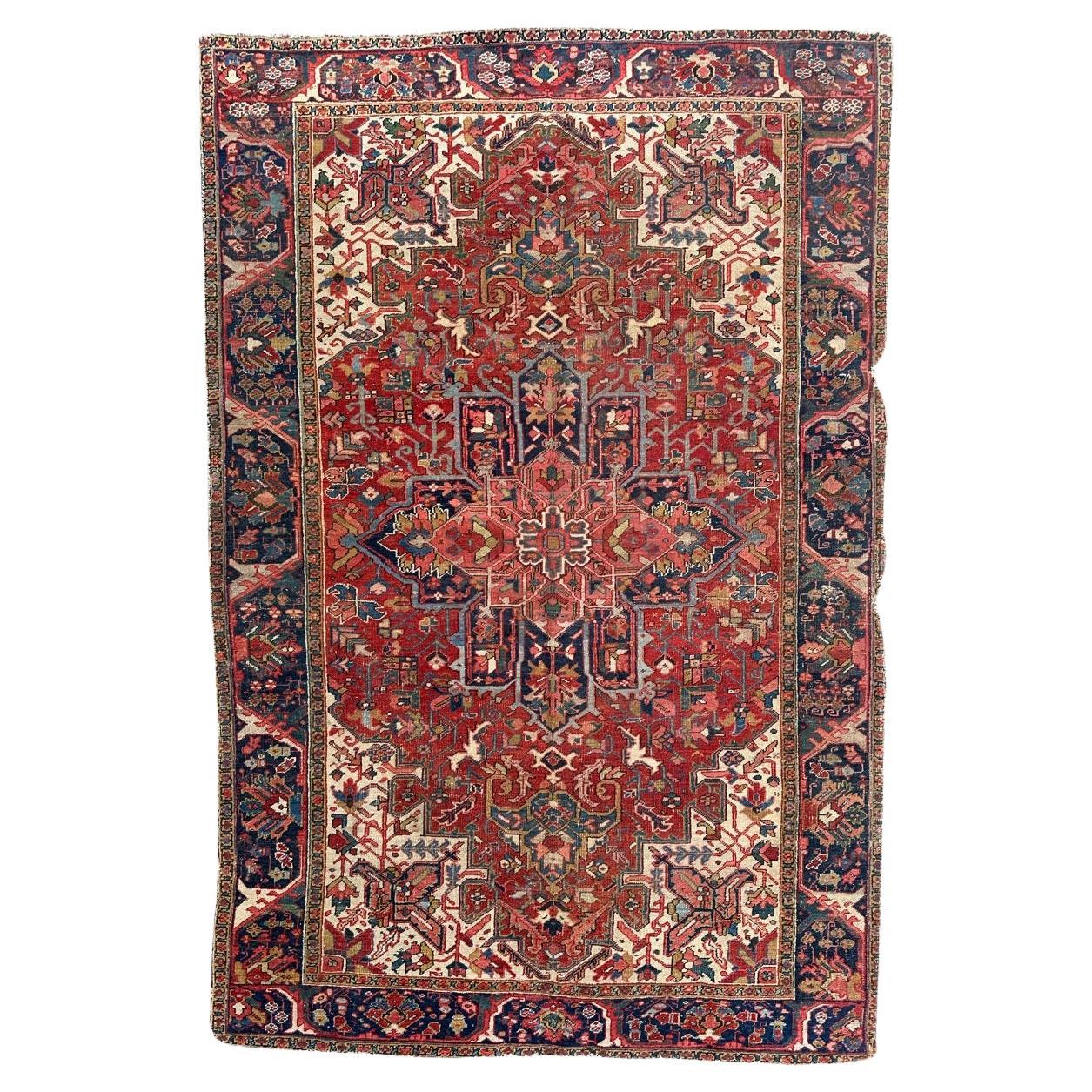 Wonderful large antique Heriz rug