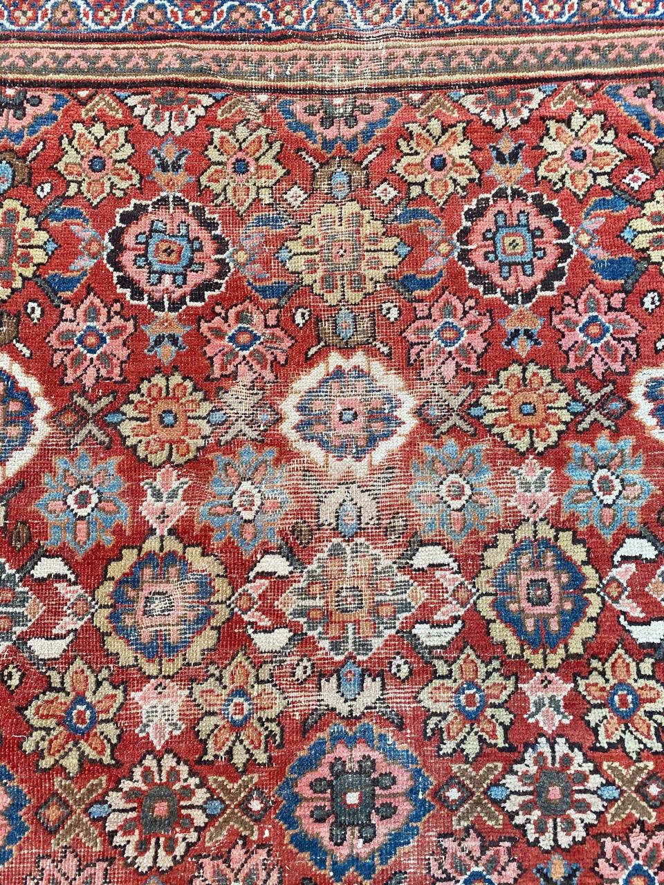 Bobyrug’s Wonderful large Antique Mahal Rug In Fair Condition For Sale In Saint Ouen, FR