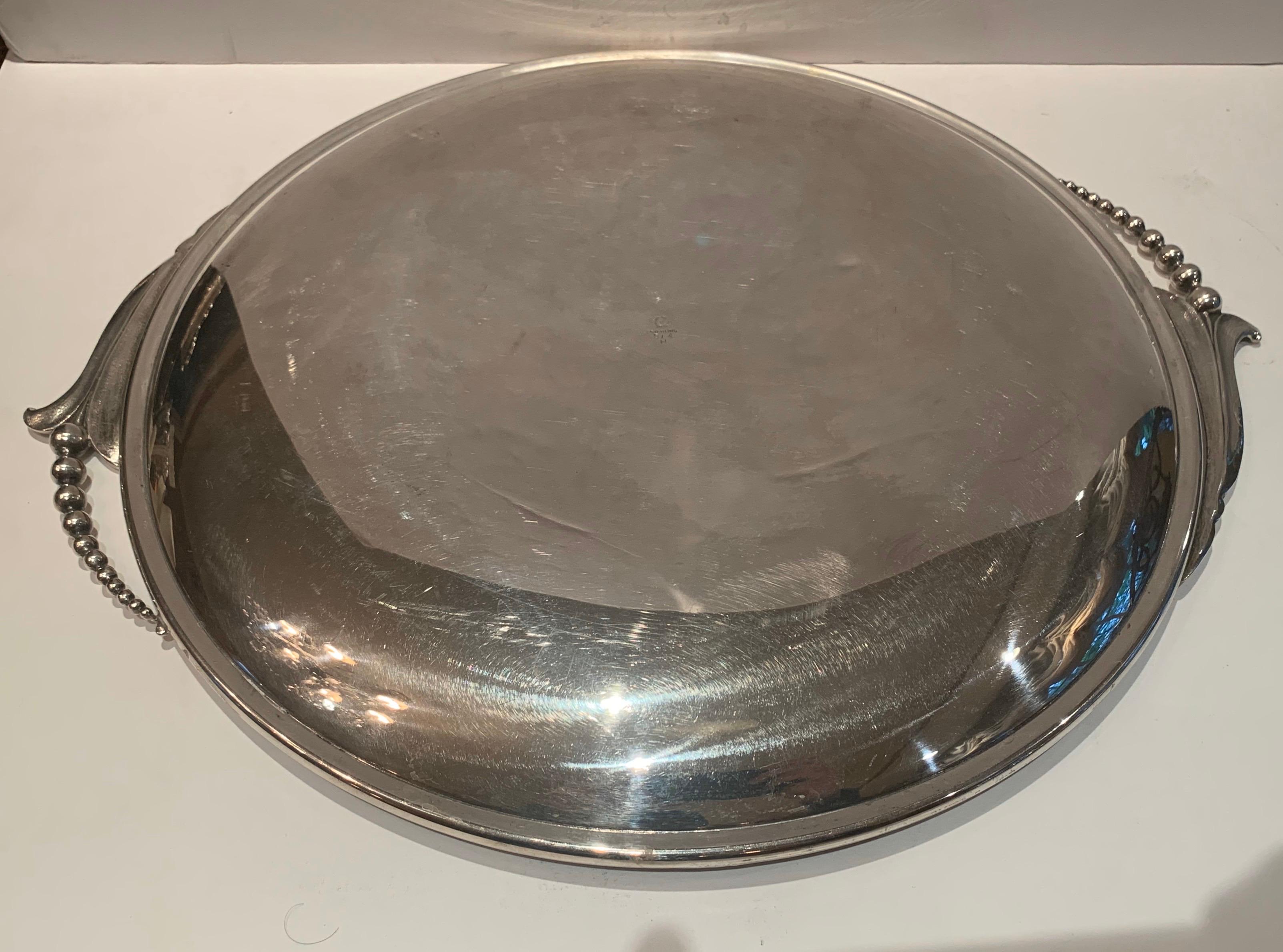 20th Century Wonderful Large Art Deco Blossom Wallace Sterling Silver Round Tray Platter