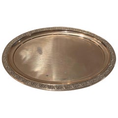 Wonderful Large Art Deco Oval European 800 Sterling Silver Tray Platter