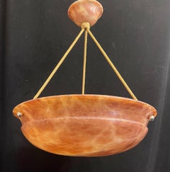 Wonderful Large Art Deco Period Alabaster Marble Pendent Fixture Rope Chandelier