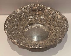 Wonderful Large Belle Époque 800 Sterling Silver Oval Centerpiece Flower Bowl