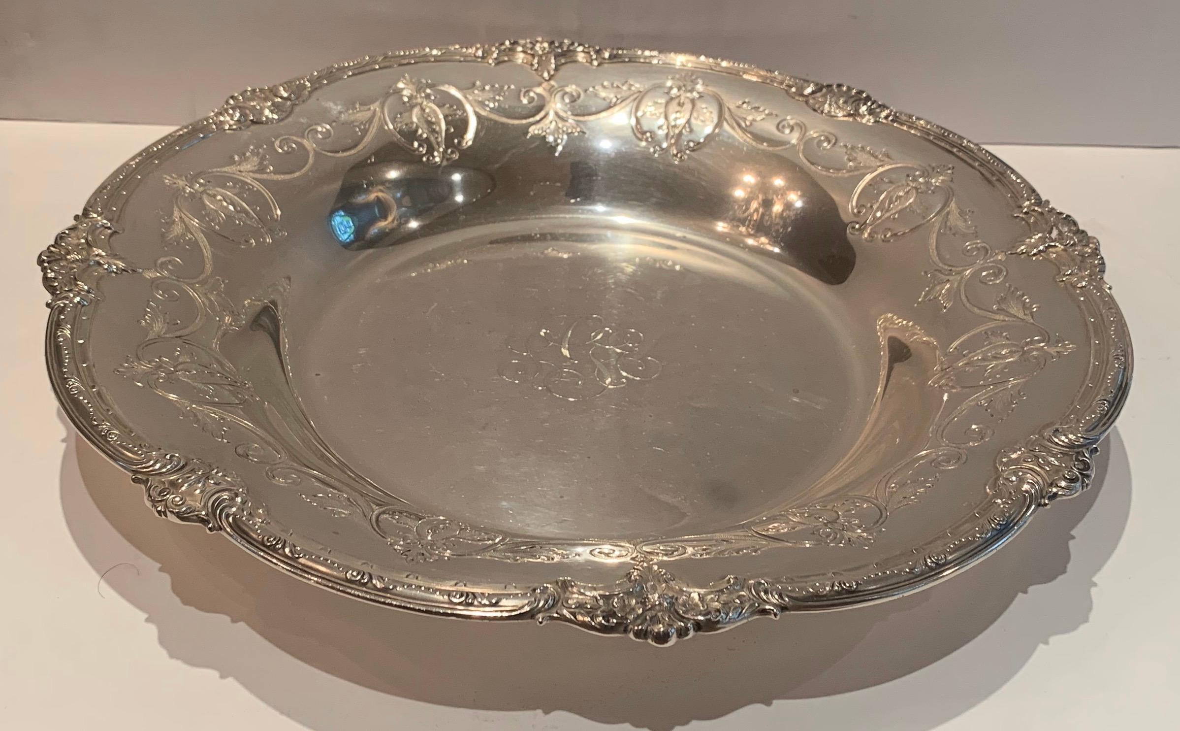 A wonderful large Black, Starr & Frost sterling silver centerpiece round bowl platter.