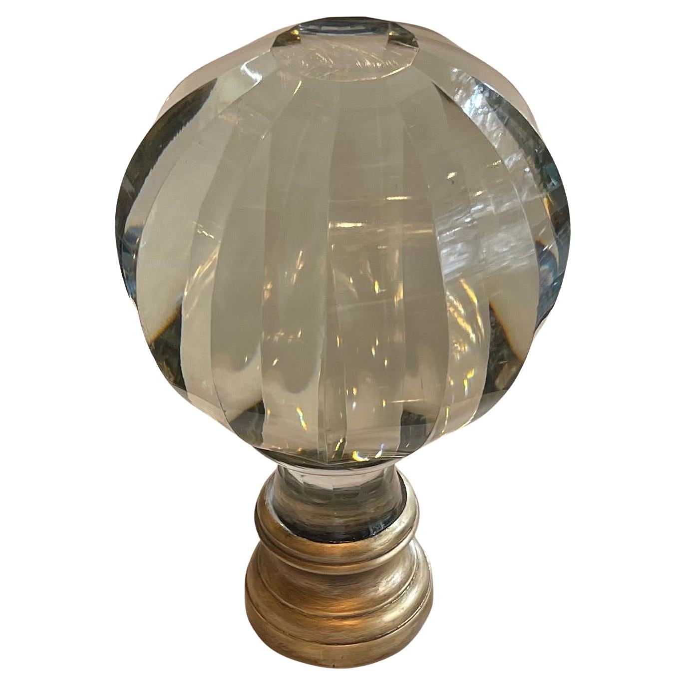 Wonderful Very Large Boule d'Escalier Bronze Crystal Panel Banister Newel Post Finial