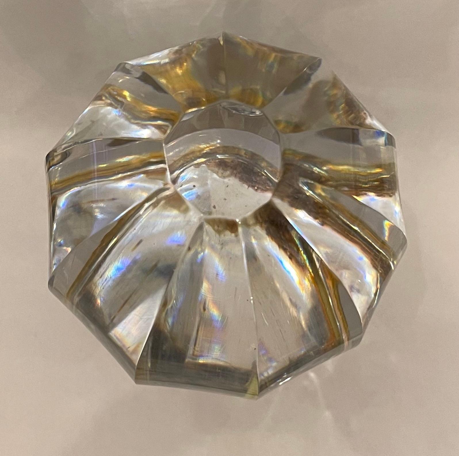Meravigliosa grande Boule d'Escalier in bronzo con pannello di cristallo Ringhiera Newel Finial In condizioni buone in vendita a Roslyn, NY