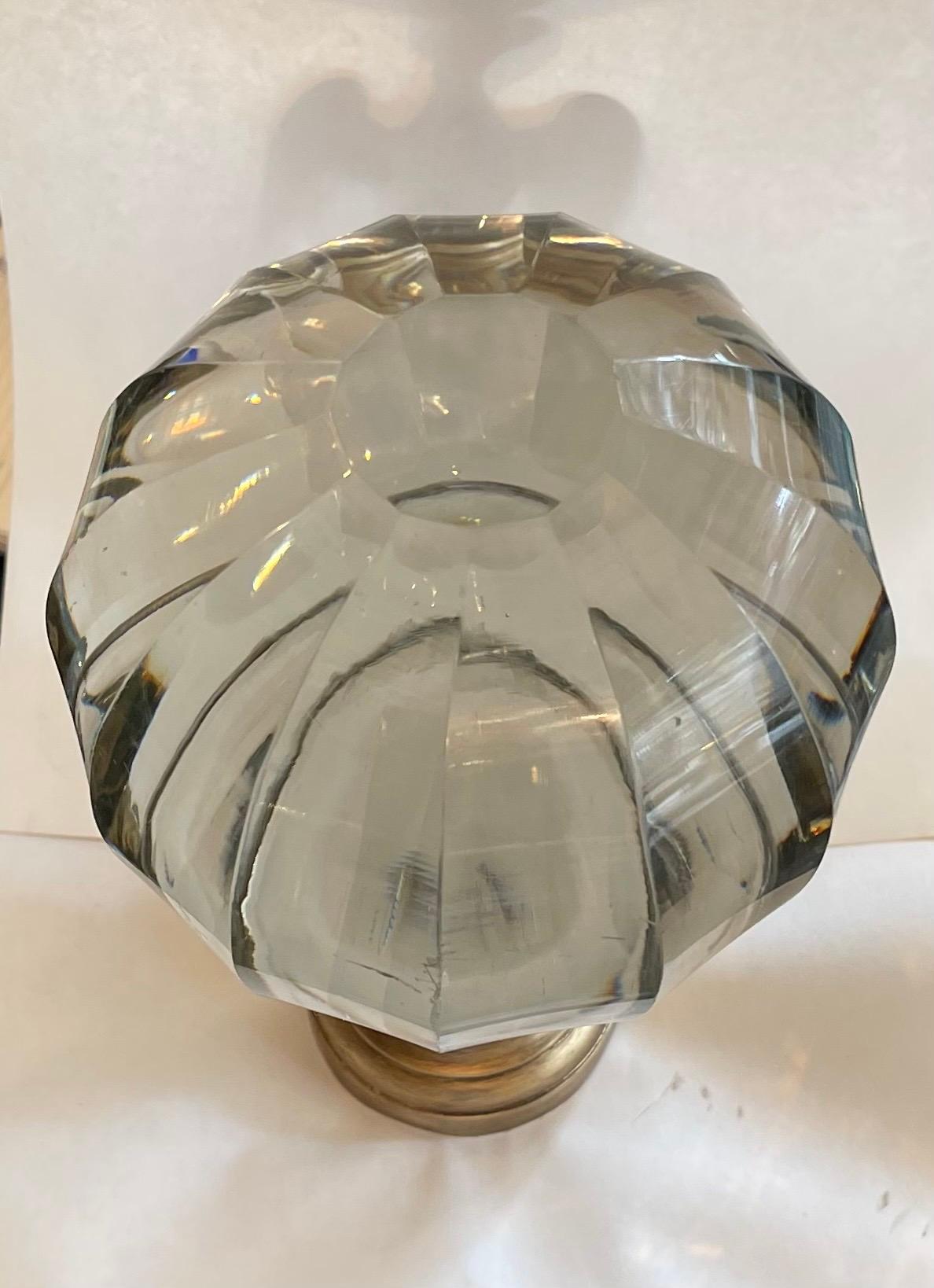 Wonderful Large Boule d'Escalier Bronze Crystal Panel Banister Newel Post Finial In Good Condition For Sale In Roslyn, NY