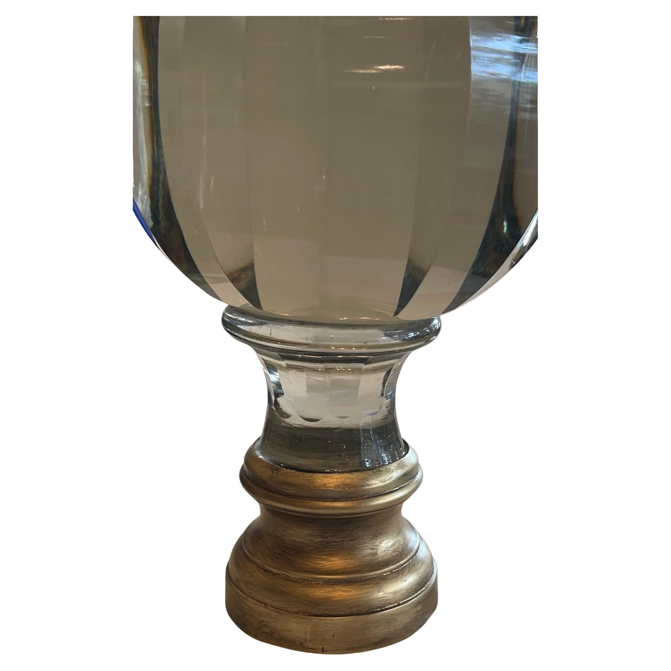 20th Century Wonderful Large Boule d'Escalier Bronze Crystal Panel Banister Newel Post Finial For Sale