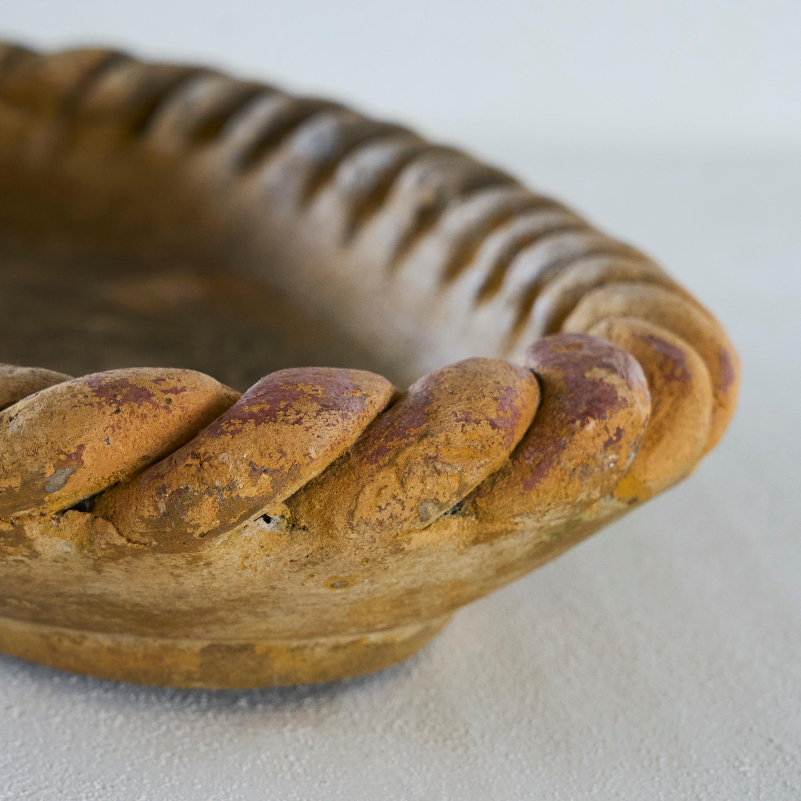 Wunderschöne große geflochtene Schale aus Töpferware der 1950er Jahre im Angebot 4