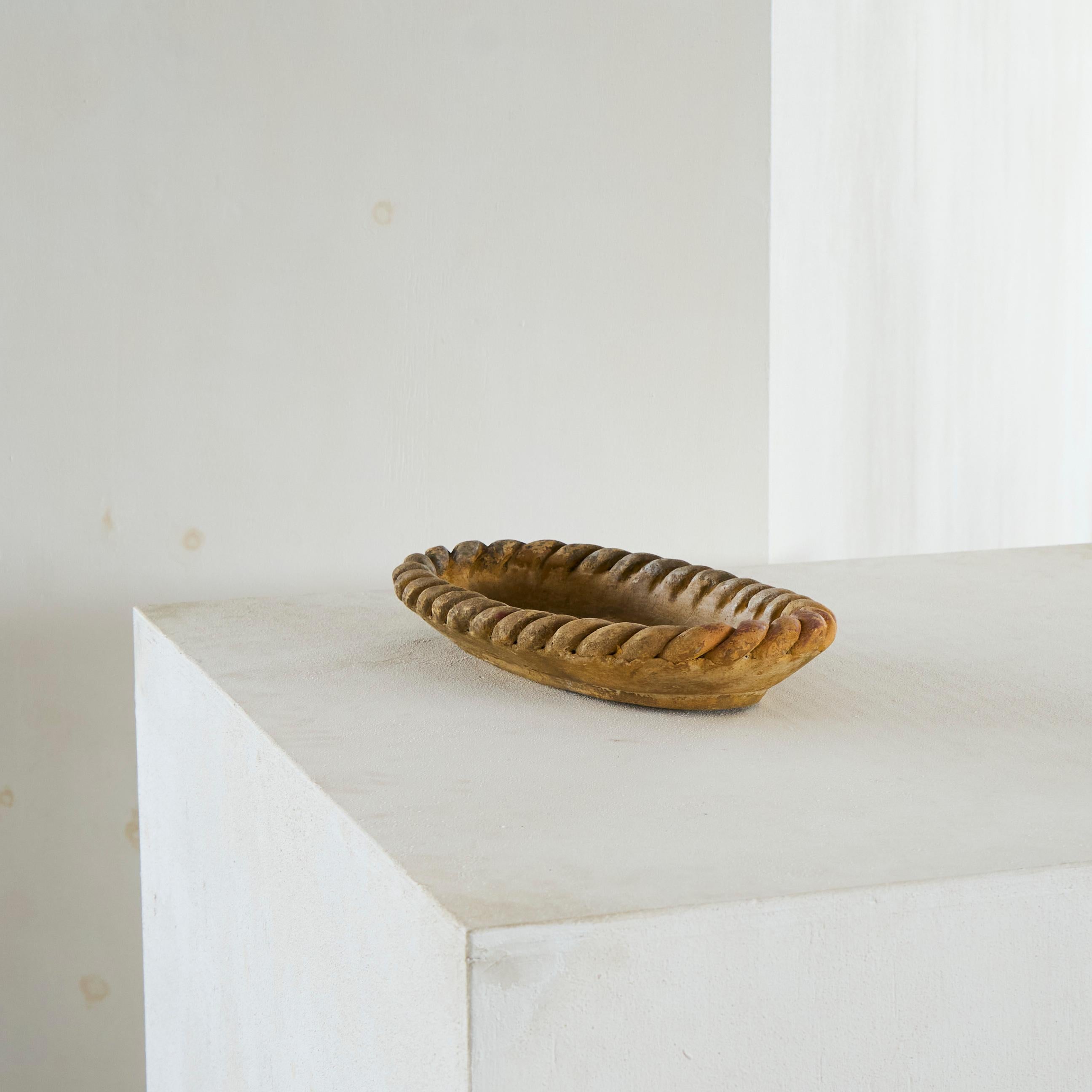 Wunderschöne große geflochtene Schale aus Töpferware der 1950er Jahre im Angebot 2