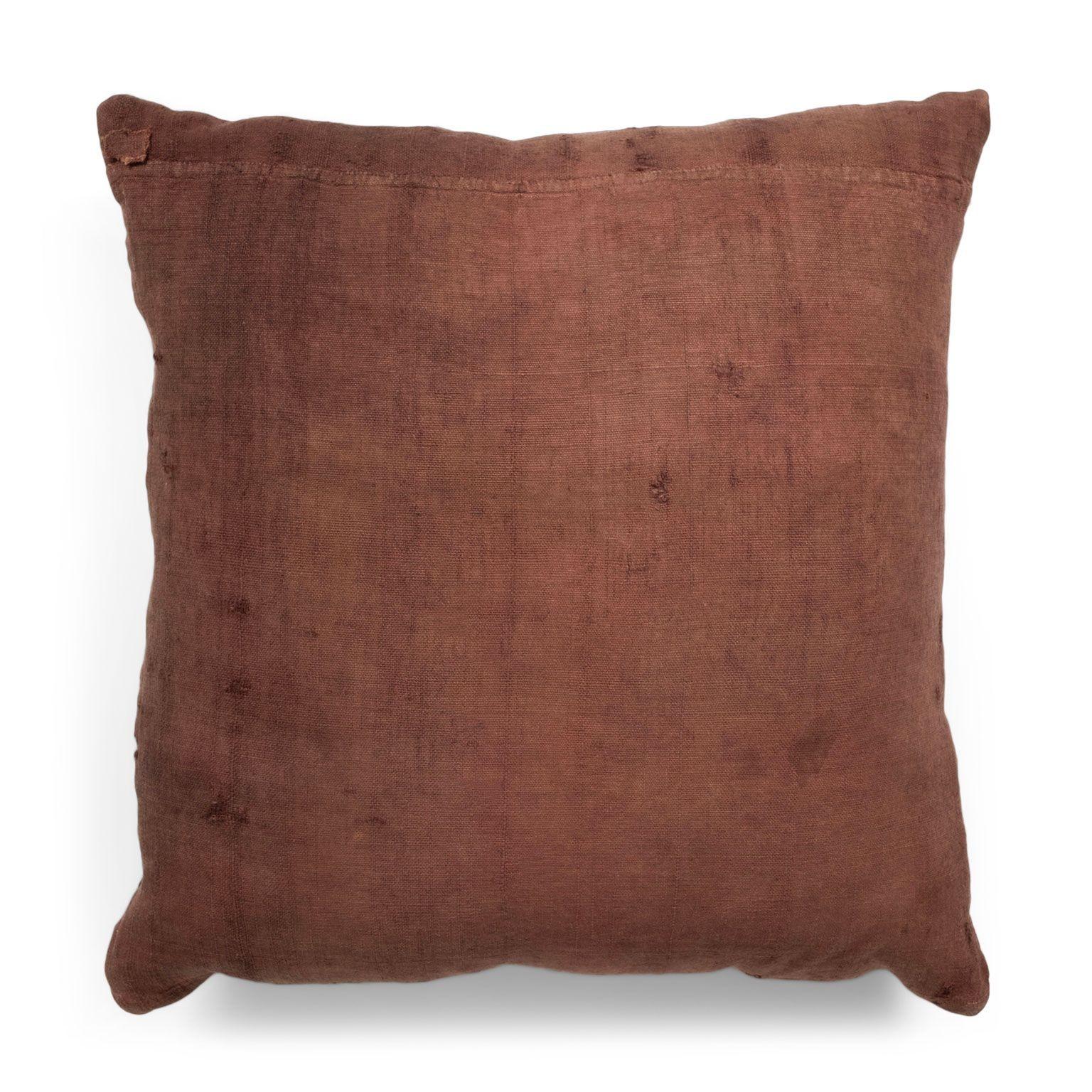 African Wonderful Large Faded Plum-Color Embroidered Cushion For Sale