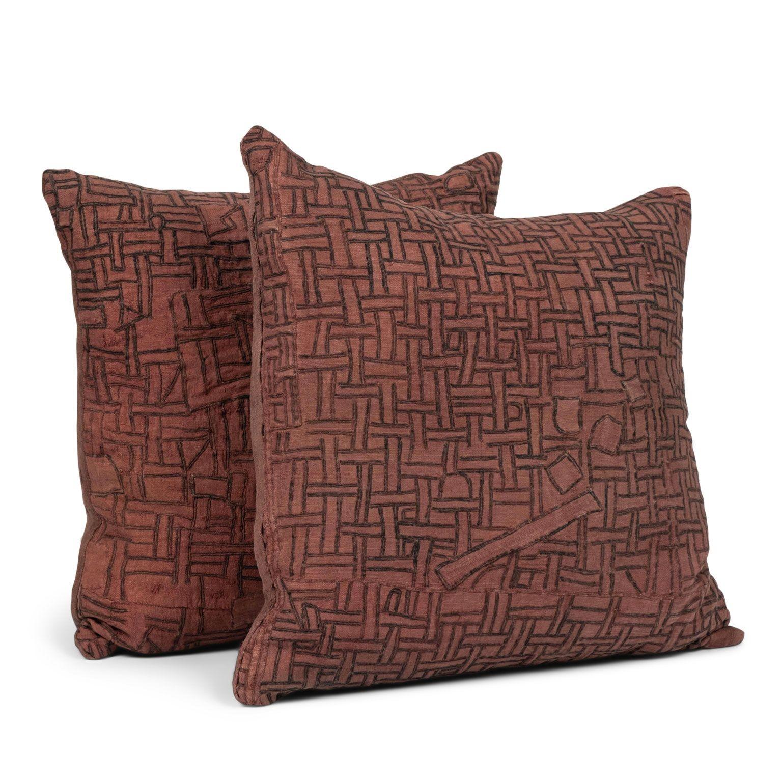 Contemporary Wonderful Large Faded Plum-Color Embroidered Cushion For Sale