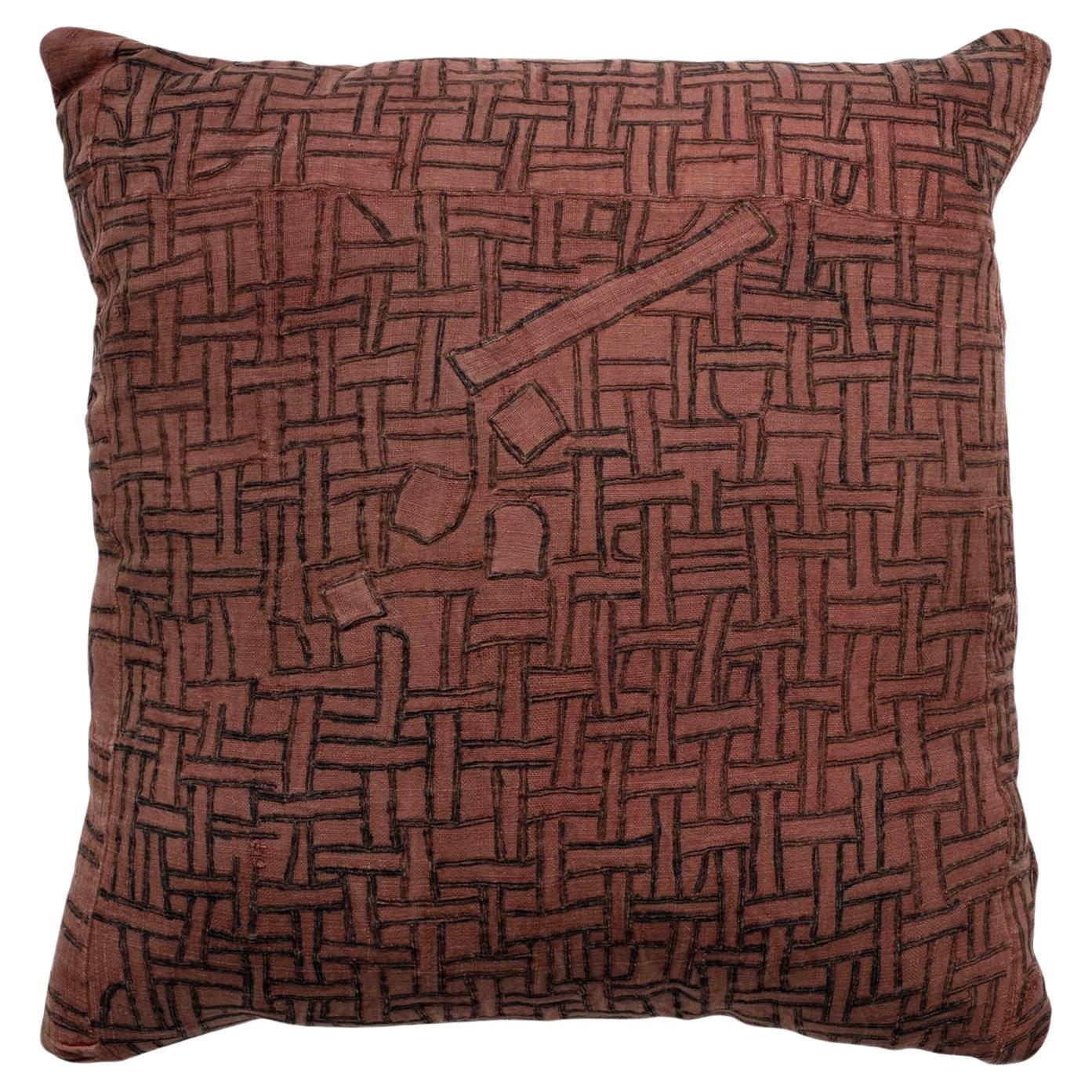 Wonderful Large Faded Plum-Color Embroidered Cushion