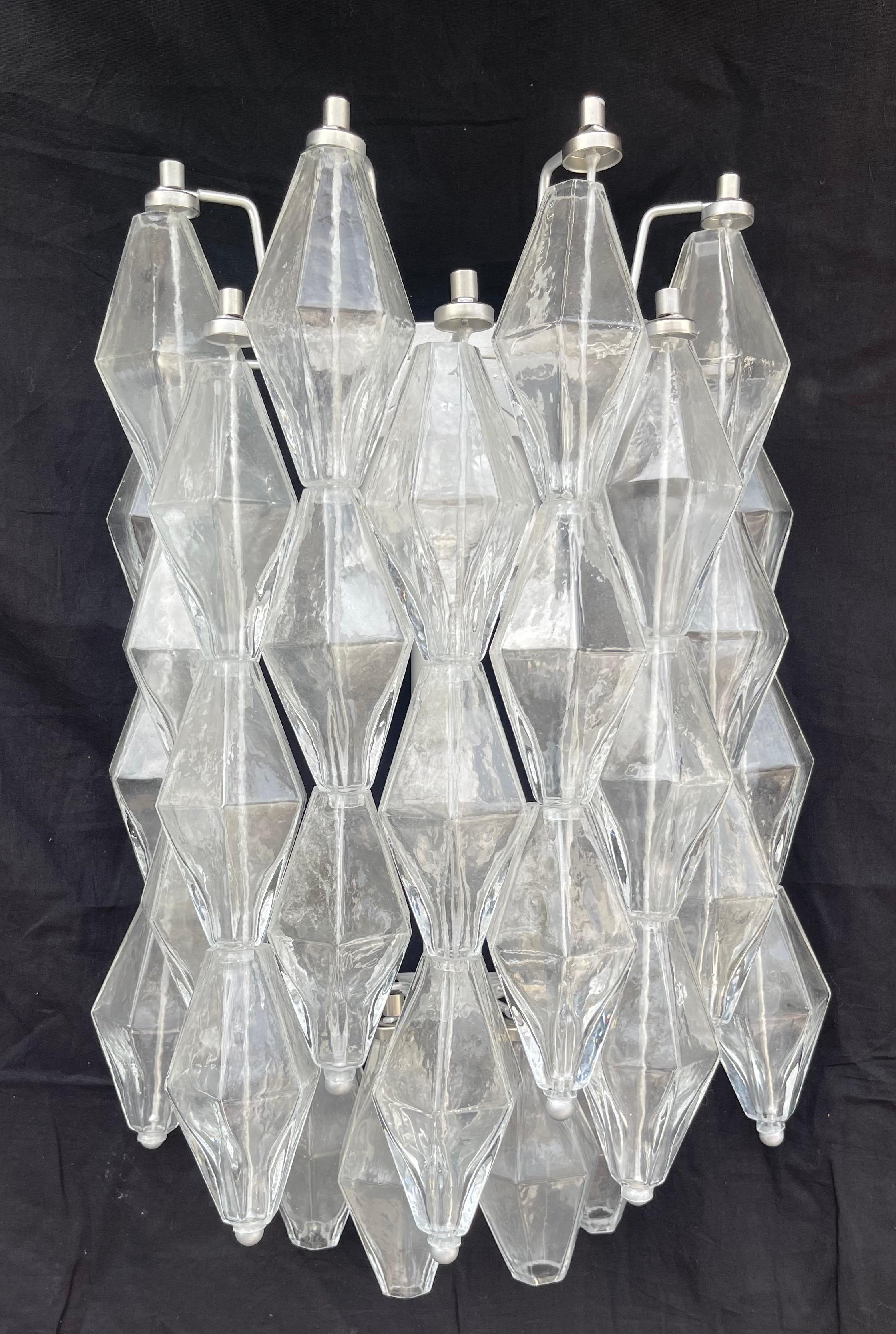 Mid-Century Modern Merveilleuse Grande Quatre Paire d'appliques murales Poliedri Attribuée à Carlo Scarpa Venini en vente