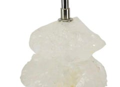 Wonderful Large Free Form Natural Polished Stack Rock Crystal Nickel Table Lamp