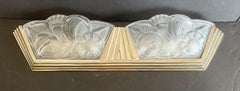 Wonderful Large French Art Deco Frosted Art Glass Nickel Degue Wall Sconce