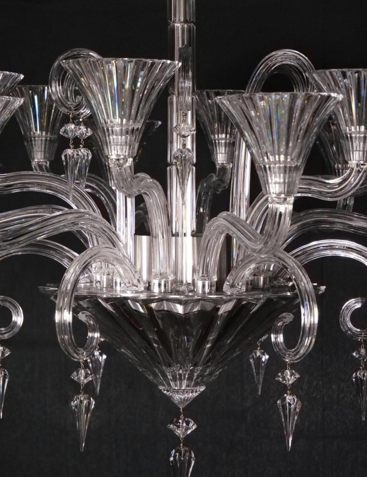 Magnifique grand lustre français Mille Nuits à douze lumières en cristal de Baccarat en vente 2