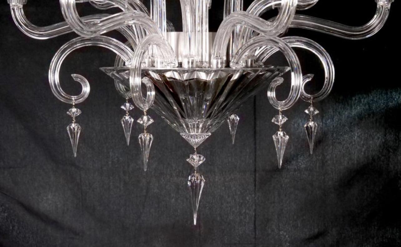 Poli Magnifique grand lustre français Mille Nuits à douze lumières en cristal de Baccarat en vente