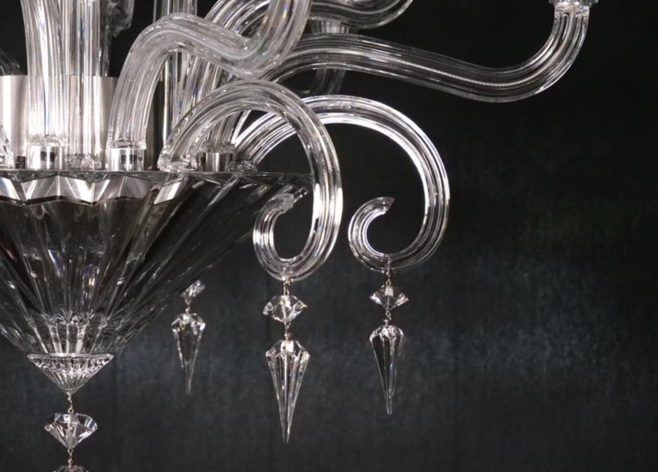 20ième siècle Magnifique grand lustre français Mille Nuits à douze lumières en cristal de Baccarat en vente