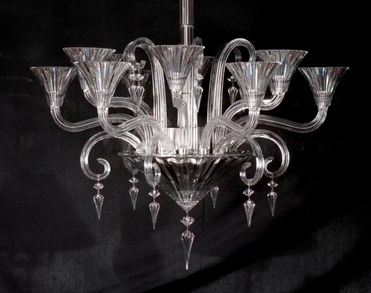 Cristal Magnifique grand lustre français Mille Nuits à douze lumières en cristal de Baccarat en vente