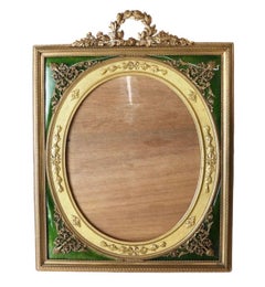 Wonderful Large French Bronze Green Enamel Ormolu Picture Frame Fred K. Loeser