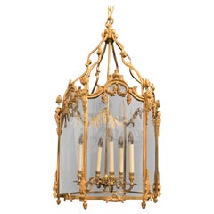 Wonderful Large French Bronze Urn Filigree Swag Louis XV Lantern Chandelier