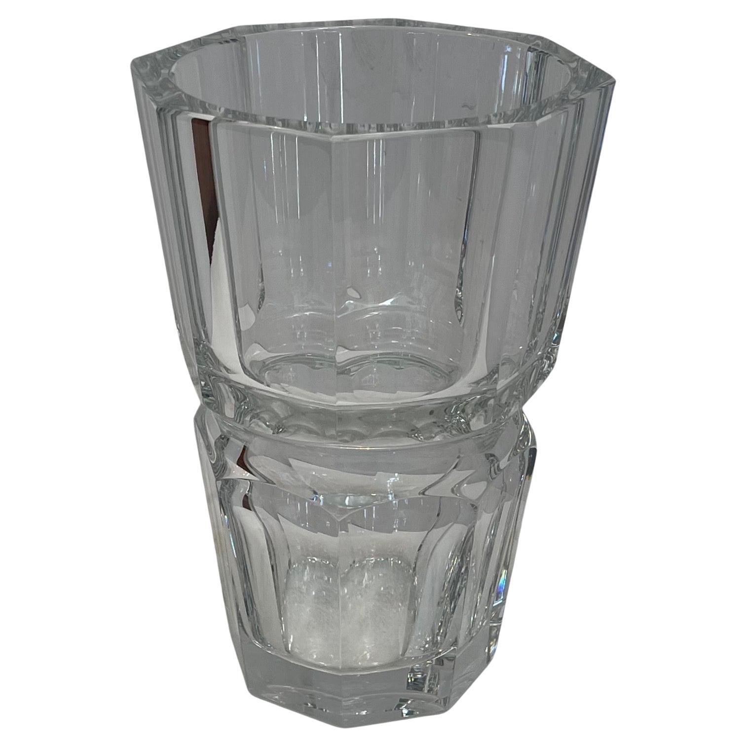 Wonderful Large French Cut Crystal Baccarat Edith Mid-Century Modern Chunky Vase For Sale